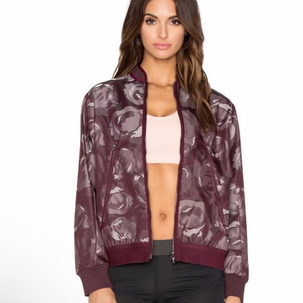 Stella McCartney x Adidas Women's Floral Print Bomber‎ Jacket Maroon XS